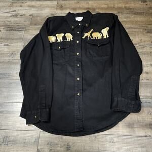 Long sleeve Tia shirt with gold embroidered animals size Medium 2315